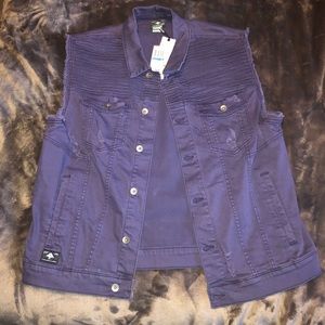 LRG Pintucked Distressed Denim Vest